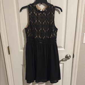 Francesca's Collections Black and Gold Lace Dress Medium